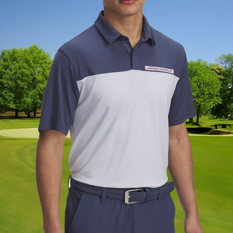 Under Armour Tee To Green Color Block Polo Shirt - Downpour Grey/Halo Gray/Prime Pink