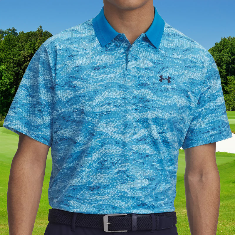Under Armour Drive Chill Printed Polo Shirt - Ether Blue/Stream/Midnight Navy