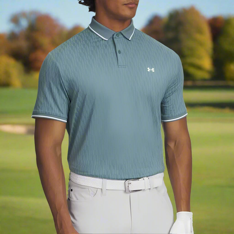 Under Armour Playoff Sport Jacquard Polo Shirt - Jasper Blue/White/White