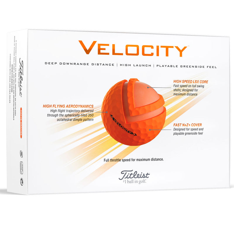 Titleist Velocity Golf Balls - Orange - Double Dozen