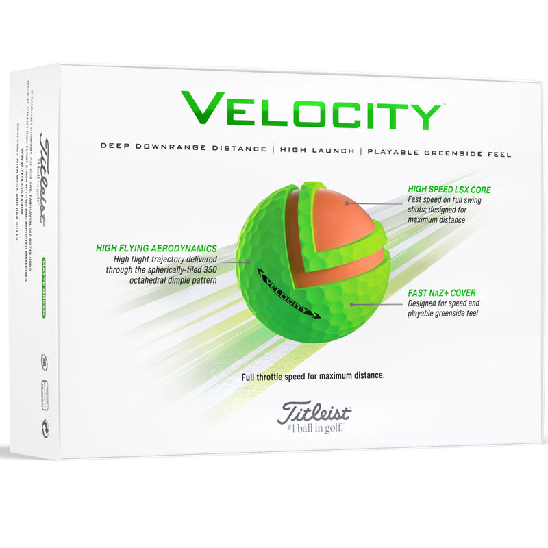 Titleist Velocity Golf Balls - Green - Double Dozen