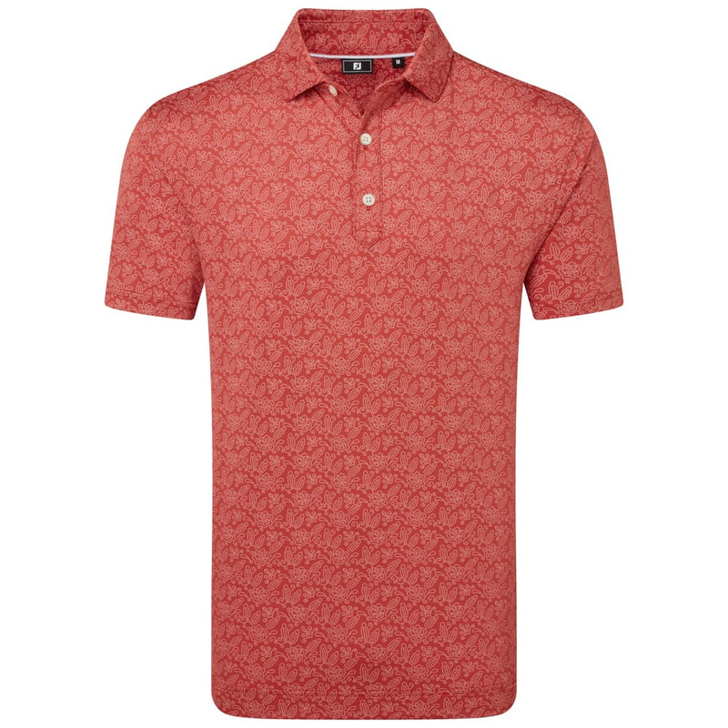 FootJoy Wingtip Floral Lisle Polo Shirt - Nantucket Red