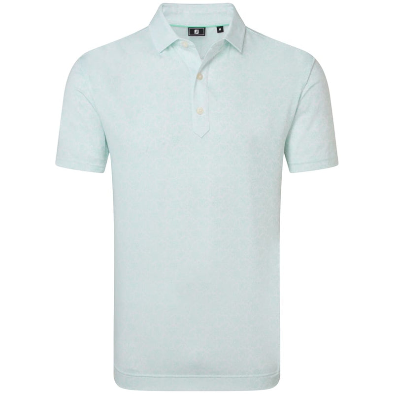 FootJoy Wingtip Floral Lisle Polo Shirt - White/Seaglass