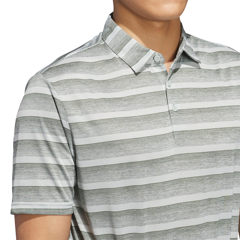 adidas 2 Colour Stripe Polo Shirt - Silver Green/Wonder Silver
