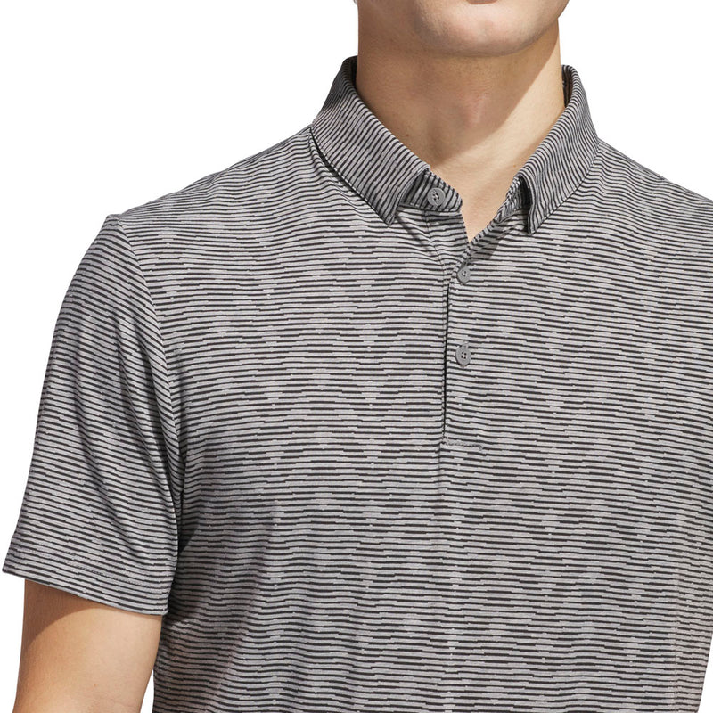 adidas Go-To Printed Stripe Polo Shirt - Grey Three Mel/Black