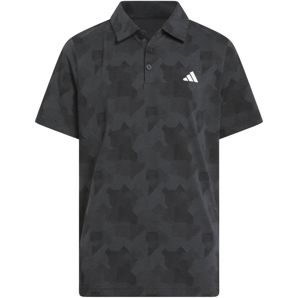 adidas Jr Printed Scripted Polo Shirt - Carbon/Black