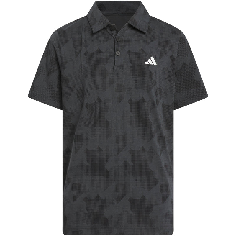 adidas Jr Printed Scripted Polo Shirt - Carbon/Black