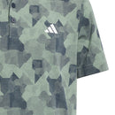 adidas Jr Printed Scripted Polo Shirt - Silver Green/Collegiate Navy