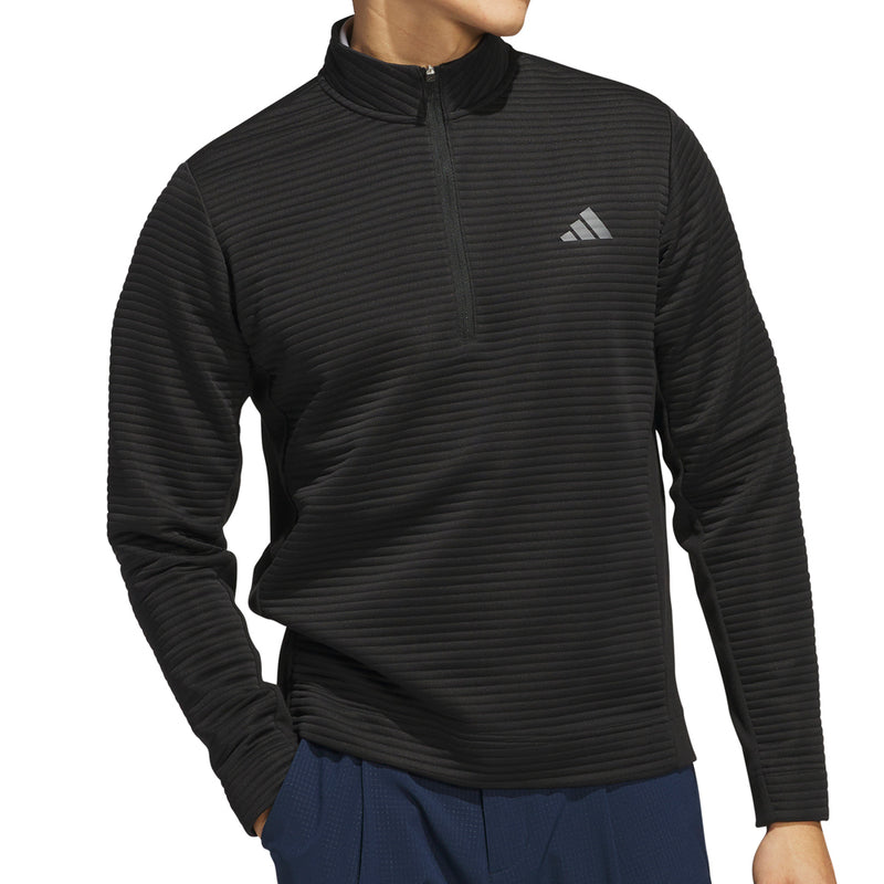 adidas Ultimate365 DWR Textured 1/4 Zip Chest Logo Sweatshirt - Black