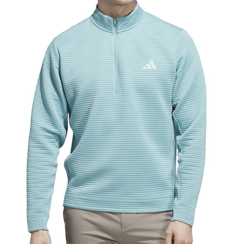 adidas Ultimate365 DWR Textured 1/4 Zip Chest Logo Sweatshirt - Mint Ton