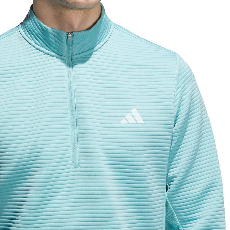 adidas Ultimate365 DWR Textured 1/4 Zip Chest Logo Sweatshirt - Mint Ton