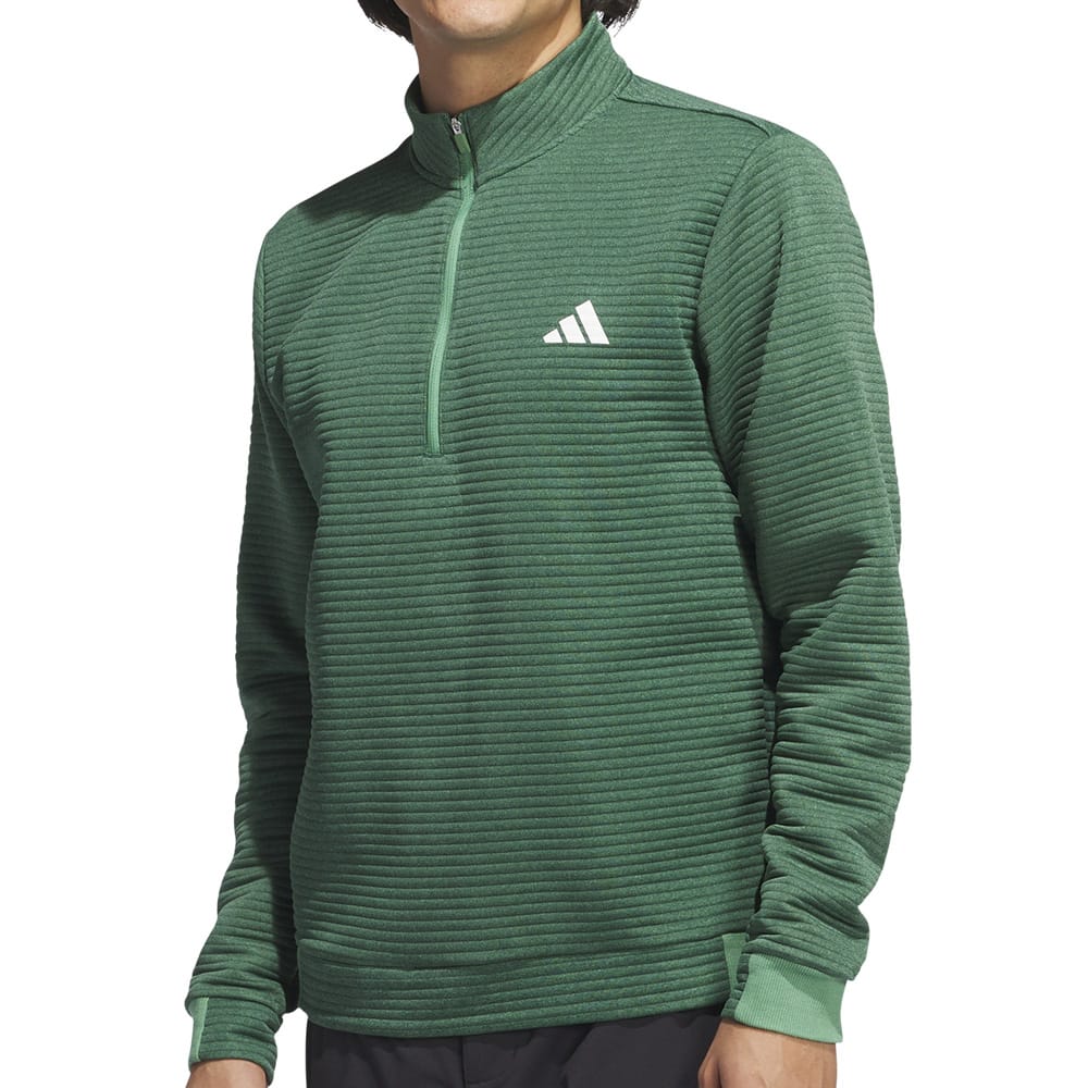 adidas Ultimate365 DWR Textured 1/4 Zip Pullover - Collegiate Green/Pr