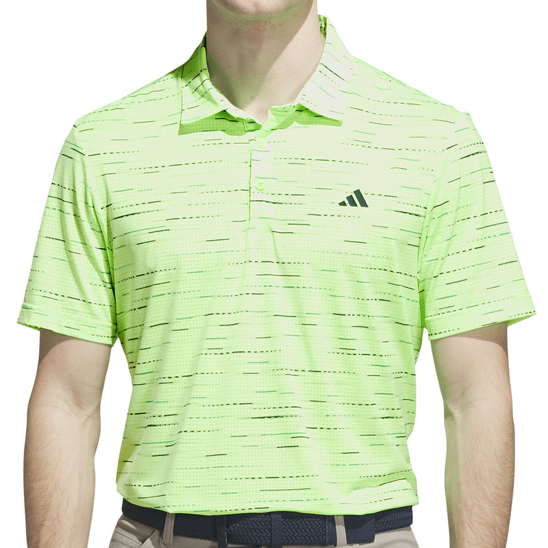 adidas Ultimate365 Mesh Glimmer Print Polo Shirt - Lime Burst