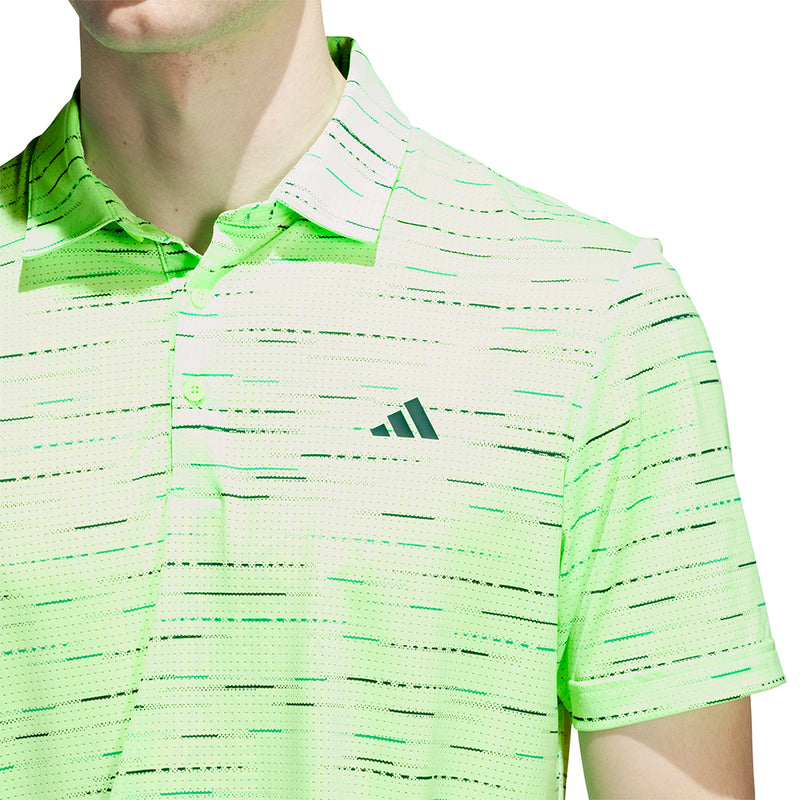 adidas Ultimate365 Mesh Glimmer Print Polo Shirt - Lime Burst