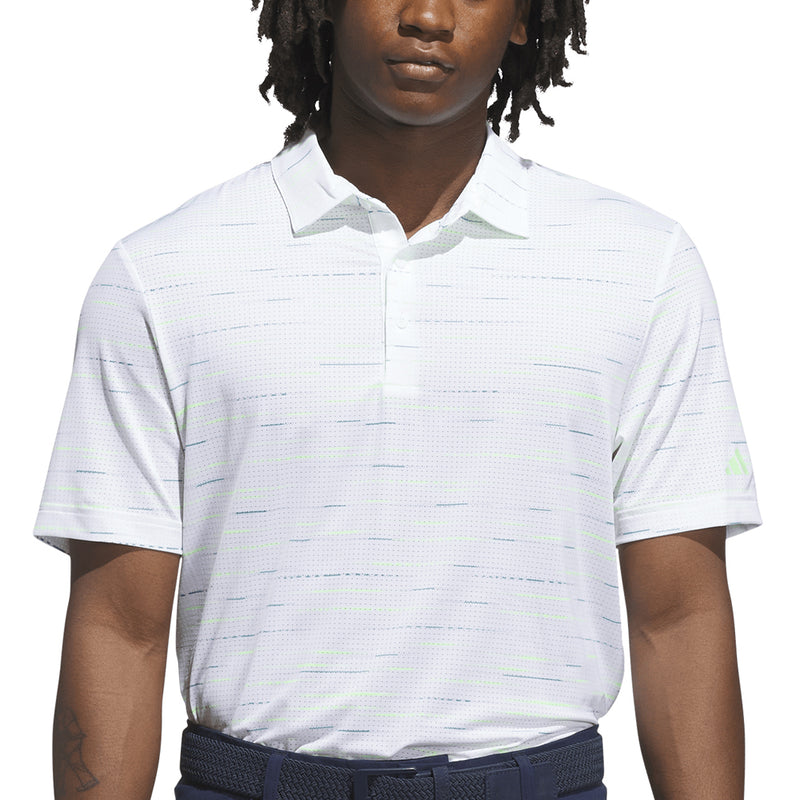 adidas Ultimate365 Mesh Glimmer Print Polo Shirt Sleeve Logo - White