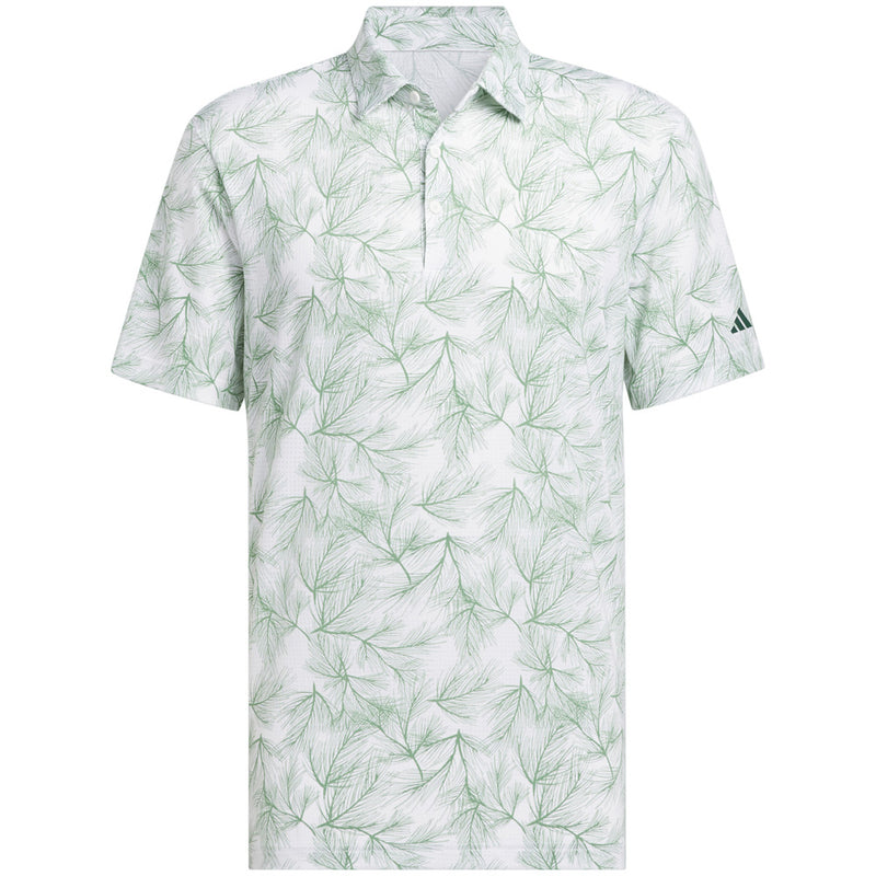 adidas Ultimate365 Mesh Print Polo Shirt - White/Preloved Green