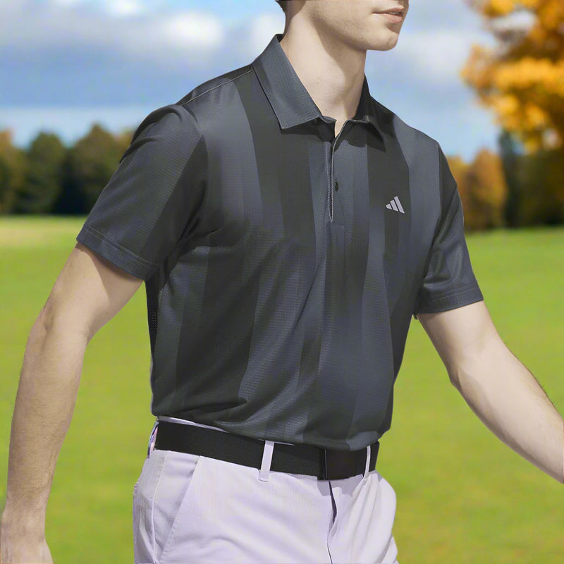 adidas Ultimate365 Mesh Radiant Print Polo Shirt - Grey Six/Black