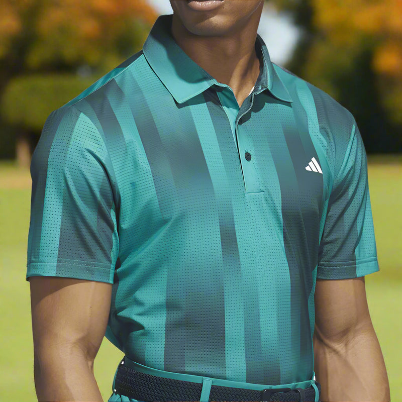 adidas Ultimate365 Mesh Radiant Print Polo Shirt - Pure Teal/Aurora Ivy