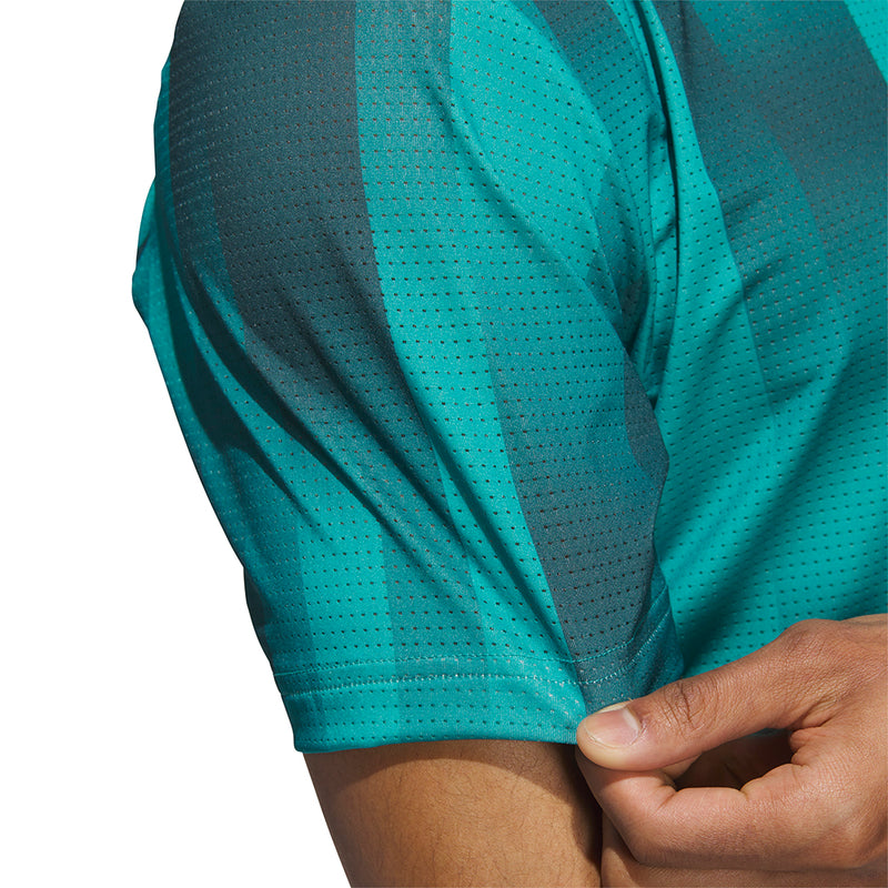 adidas Ultimate365 Mesh Radiant Print Polo Shirt - Pure Teal/Aurora Ivy