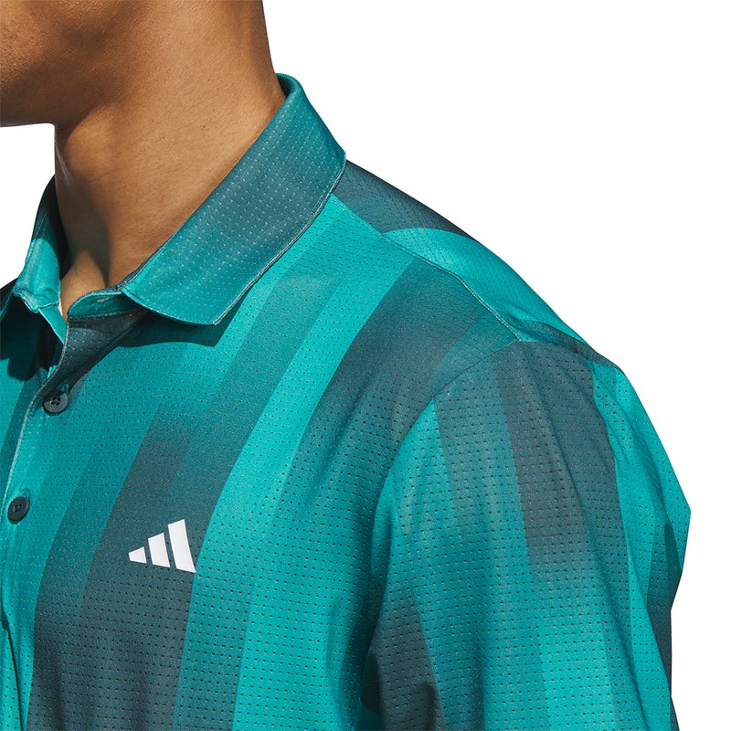 adidas Ultimate365 Mesh Radiant Print Polo Shirt - Pure Teal/Aurora Ivy