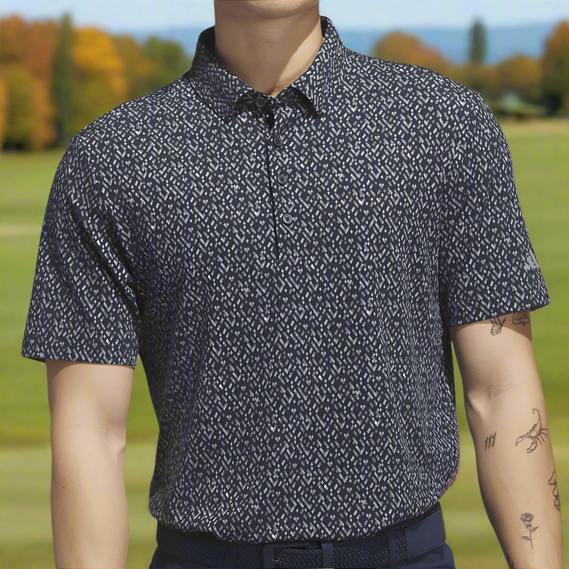 adidas Ultimate365 Micro Argyle Polo Shirt - Collegiate Navy/Grey Three