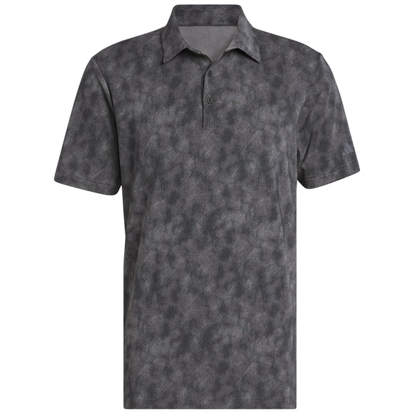 adidas Ultimate365 Textured Print Polo Shirt - Black/Grey Five