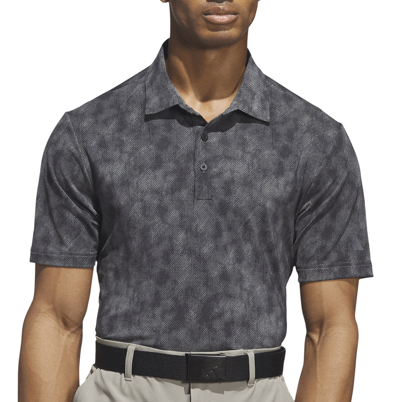 adidas Ultimate365 Textured Print Polo Shirt - Black/Grey Five