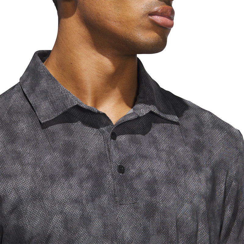adidas Ultimate365 Textured Print Polo Shirt - Black/Grey Five