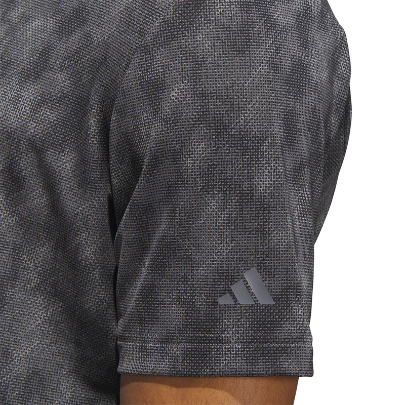 adidas Ultimate365 Textured Print Polo Shirt - Black/Grey Five