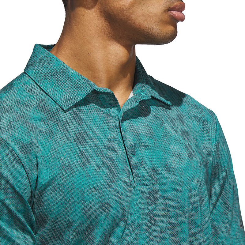 adidas Ultimate365 Textured Print Polo Shirt - Pure Teal/Aurora Ivy