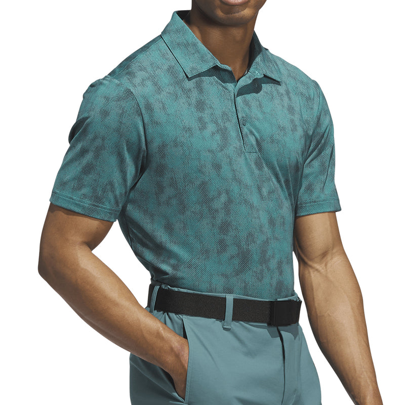 adidas Ultimate365 Textured Print Polo Shirt - Pure Teal/Aurora Ivy