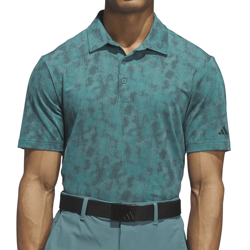 adidas Ultimate365 Textured Print Polo Shirt - Pure Teal/Aurora Ivy
