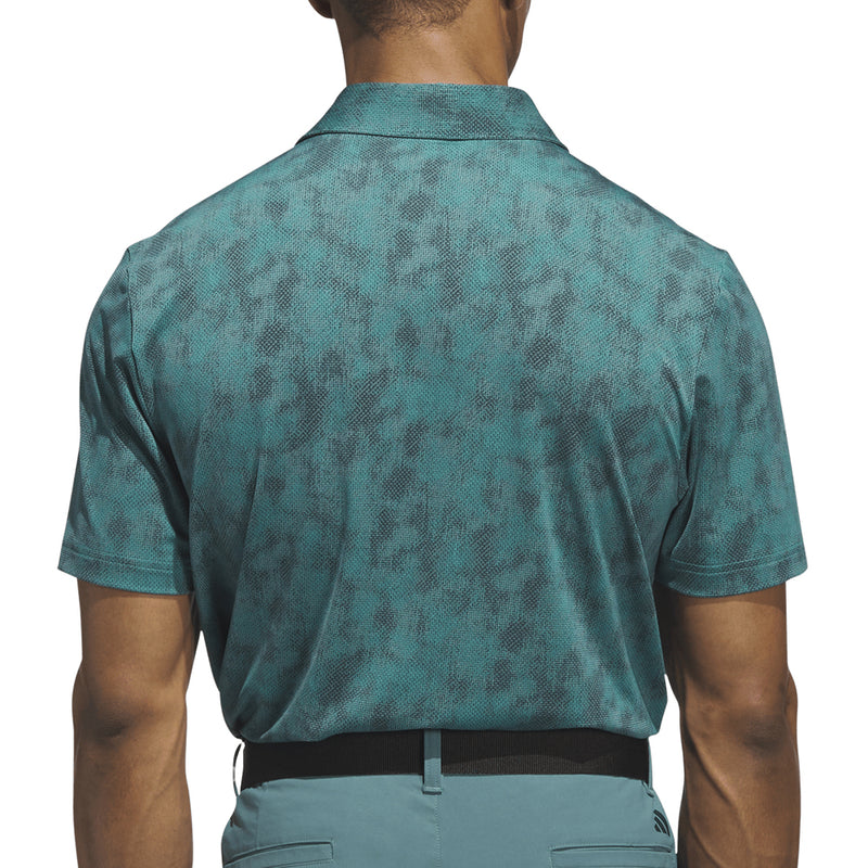 adidas Ultimate365 Textured Print Polo Shirt - Pure Teal/Aurora Ivy
