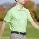 adidas Ultimate365 Textured Print Polo Shirt - White/Lime Burst