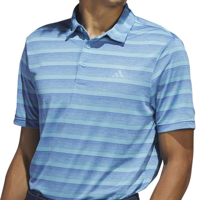 adidas 2 Colour Stripe Polo Shirt - Blue Fusion/Preloved Blue