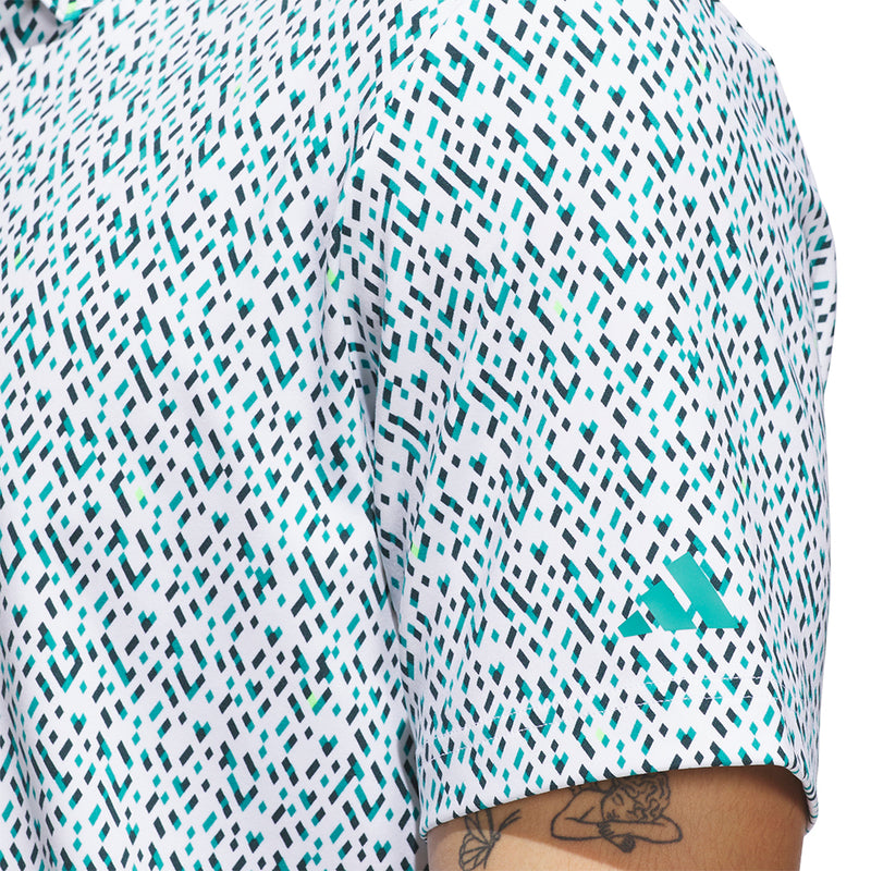 adidas Ultimate365 Micro Argyle Polo Shirt - White/Pure Teal
