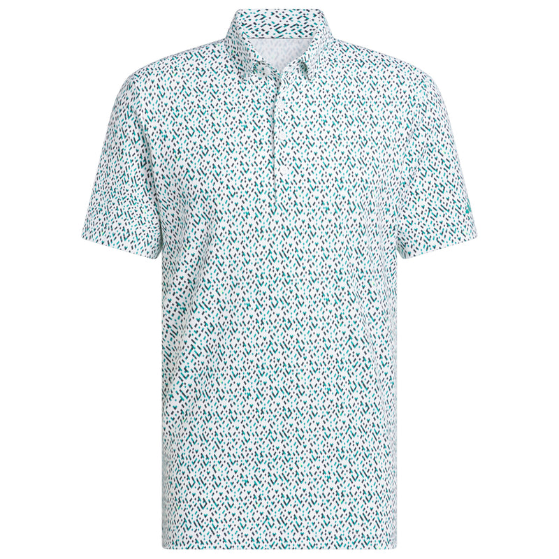 adidas Ultimate365 Micro Argyle Polo Shirt - White/Pure Teal