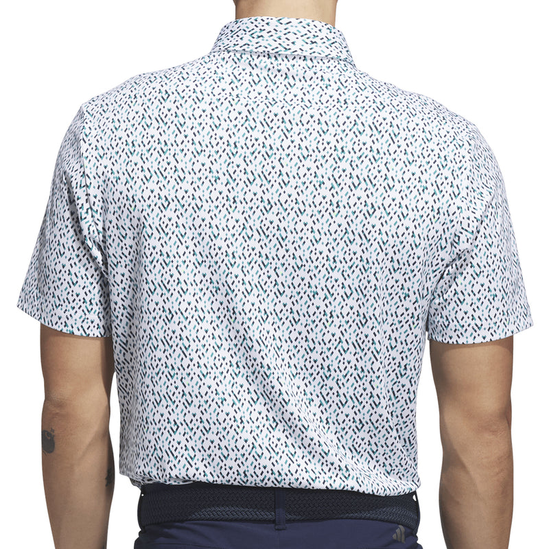 adidas Ultimate365 Micro Argyle Polo Shirt - White/Pure Teal