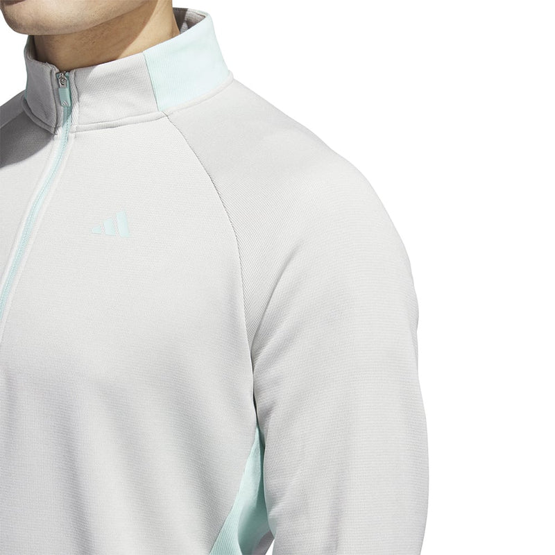adidas DWR 1 4 Zip Pullover Grey One White Semi Flash Aqua