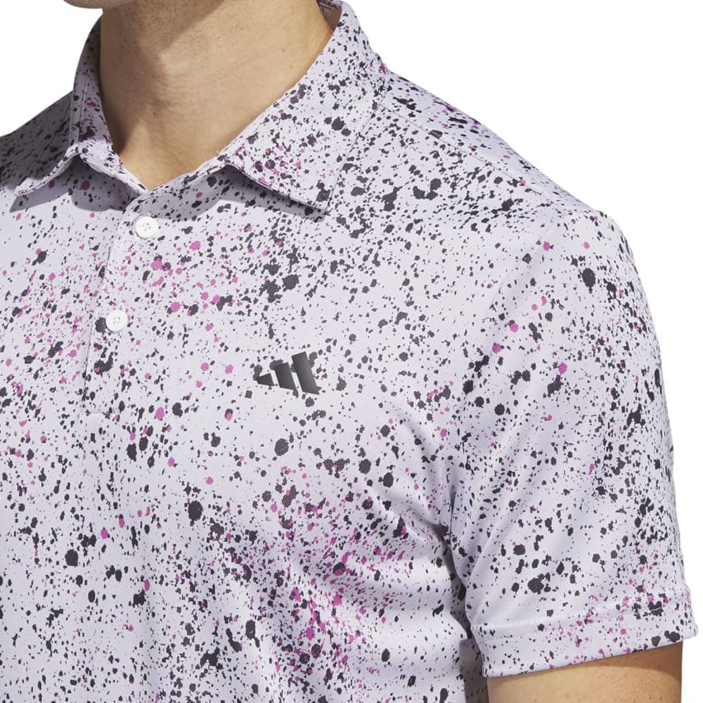adidas Jacquard Golf Polo Shirt - White/Black/Lucid Fuschia