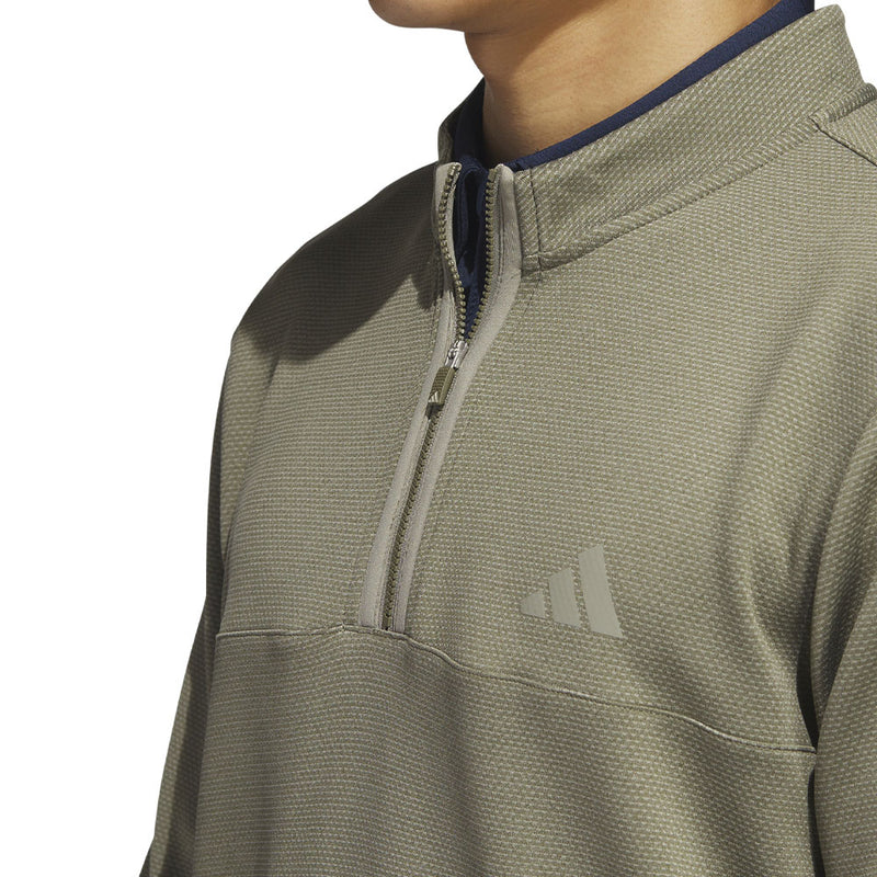 adidas Microdot 1/4 Zip Pullover - Olive Strata/Hemp