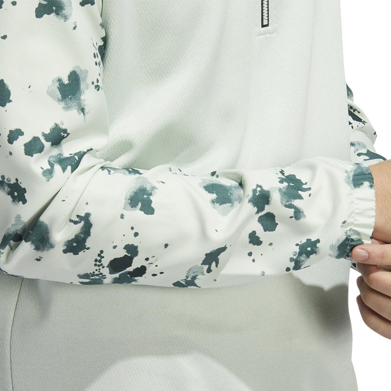 adidas Splatter Print 1/4 Zip Pullover - Linen Green/Shadow Green