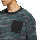 adidas Texture Print Crew Neck Sweatshirt - Black/Grey Six/Shadow Green
