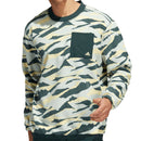 adidas Texture Print Crew Neck Sweatshirt - Linen Green/Shadow Green/Almost Yellow