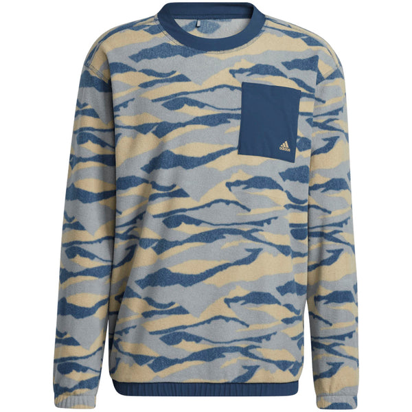 adidas Texture Print Crew Neck Sweatshirt - Hemp/Crew Navy/Grey Three