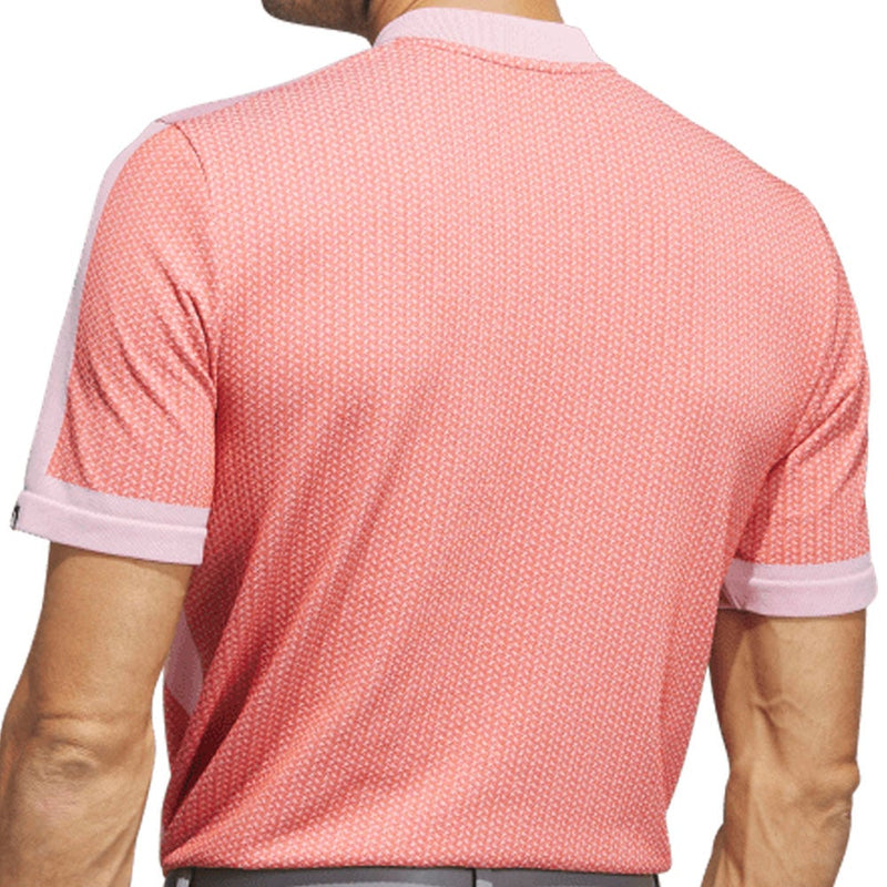 adidas Tour Textured Primeknit Polo Shirt - Preloved Red/White
