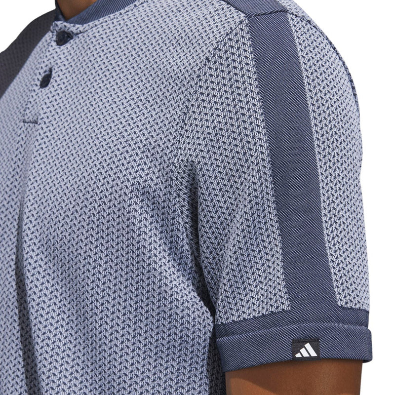 adidas Tour Textured Primeknit Polo Shirt - White/Collegiate Navy