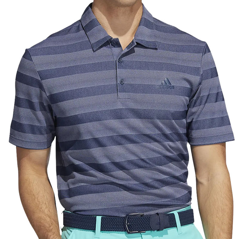 adidas Two Colour Stripe Primegreen Polo Shirt - Crew Navy/White