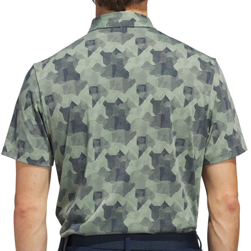 adidas Go-To Printed Polo Shirt - Silver Green/Collegiate Navy