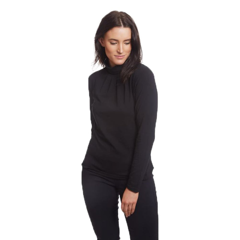 Green Lamb Regan Cotton Roll Neck Top - Black